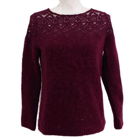 Sezane Deep Red Crew Neck Sweater - Picture 2 of 8